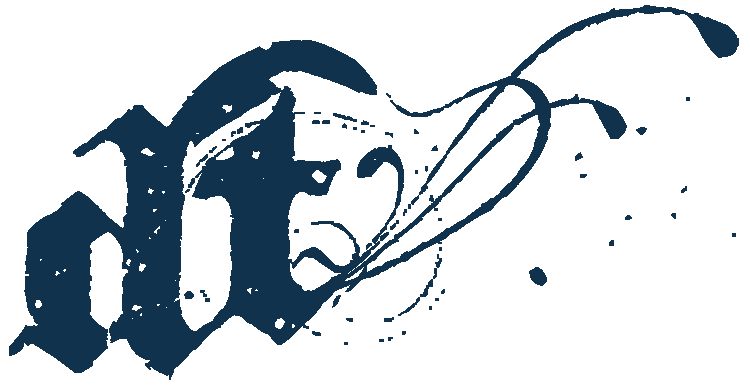 The image displays a solid, dark teal-blue color across most of its surface. In the bottom right corner, a small, irregular white shape is visible, covering a fraction of the total area.
